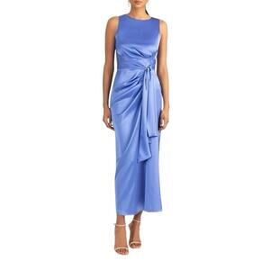 Shoshanna Women's Blue Pleated Sleeveless Sheath Dress Size 4